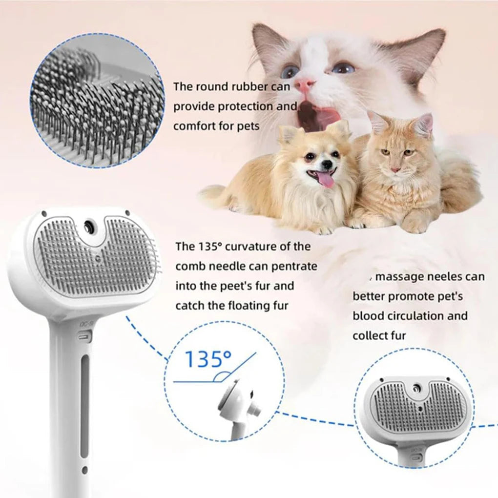 Dog Grooming Steam Spray Brush