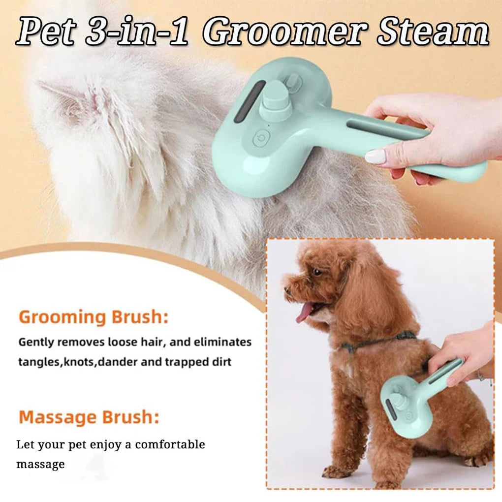 Dog Grooming Steam Spray Brush